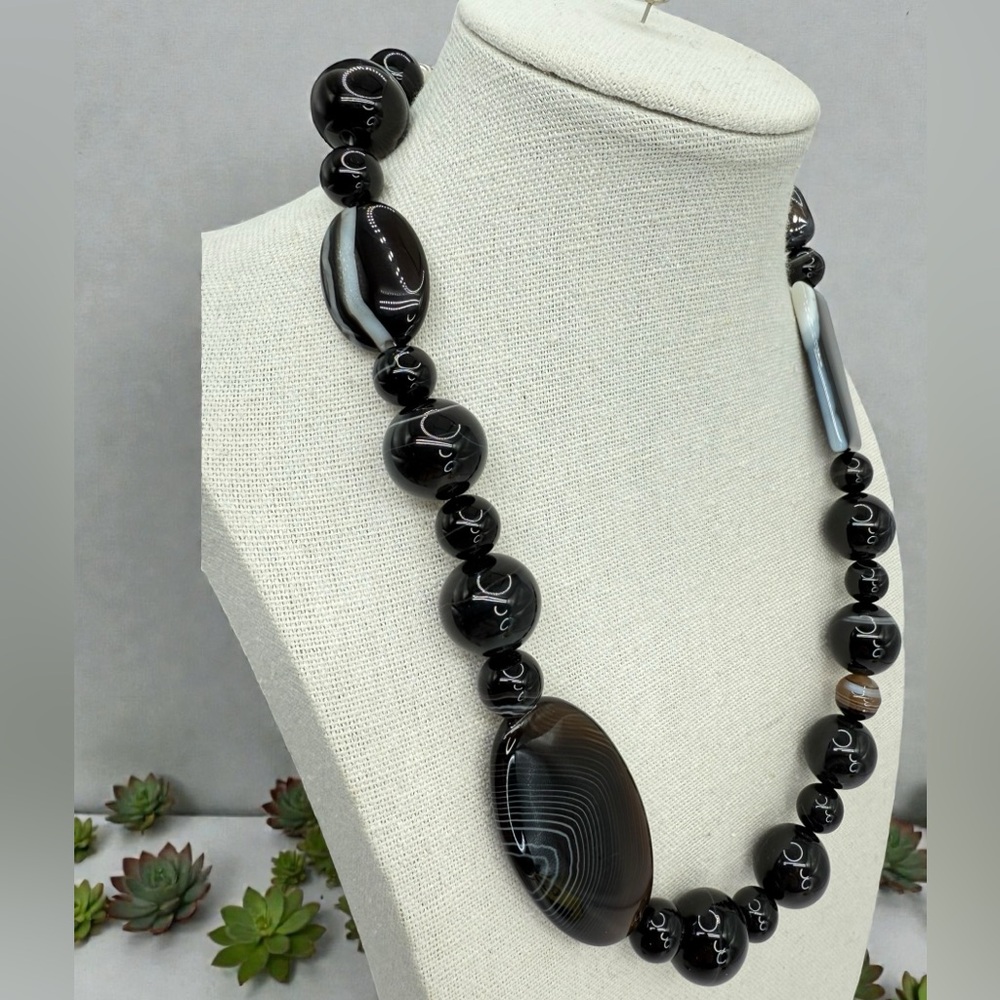 Jay King Mine Finds South African Lace Agate Sterling Silver Necklace 109g 18-20 - Picture 8 of 17